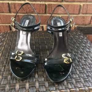 Charles David Black Strappy Open-Toe Heels - 8